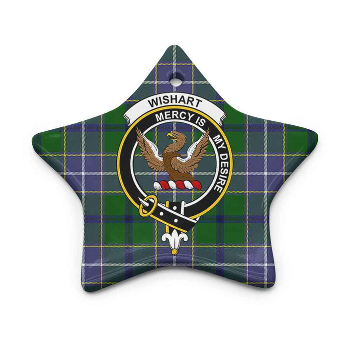 Scottish Wishart Clan Crest Tartan Ceramic Ornament Star Shape Tartan Plaid