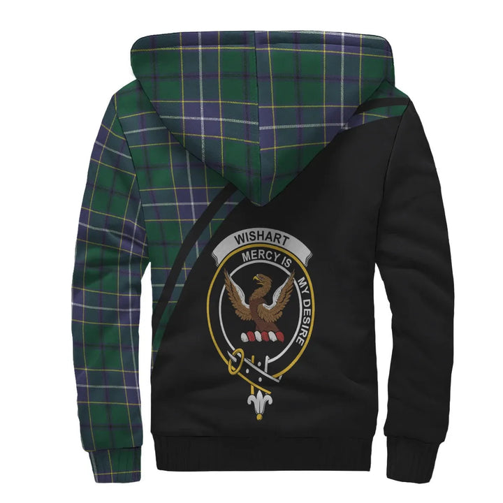 Scottish Wishart Clan Crest Tartan Curve Sherpa Hoodie