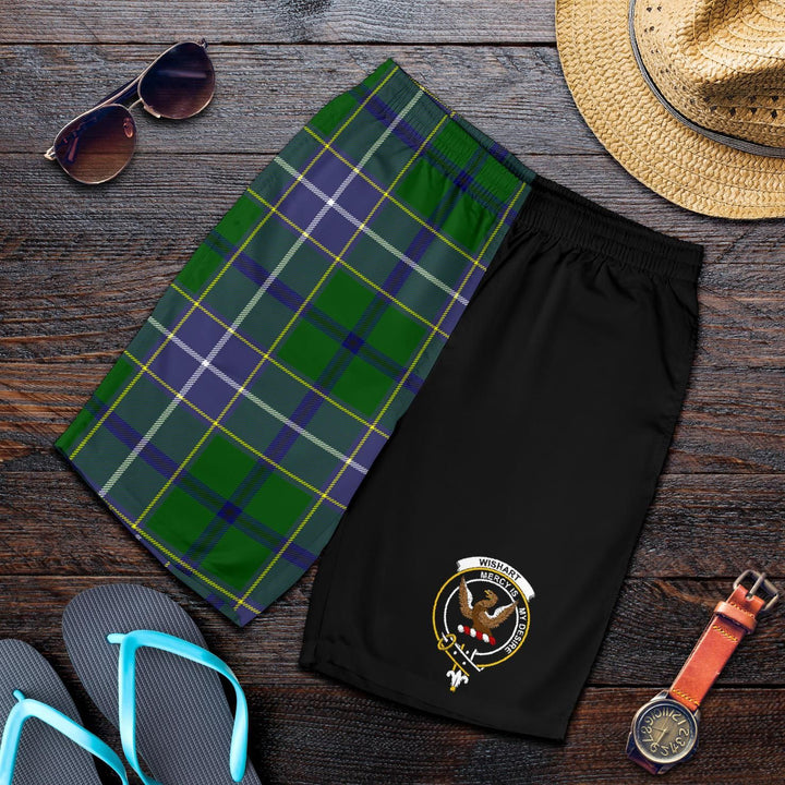 Scottish Wishart Clan Crest Tartan Half of Me Men's Shorts