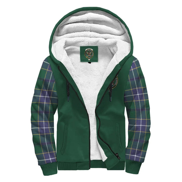 Scottish Wishart Clan Crest Tartan Plaid Sleeve Sherpa Hoodie