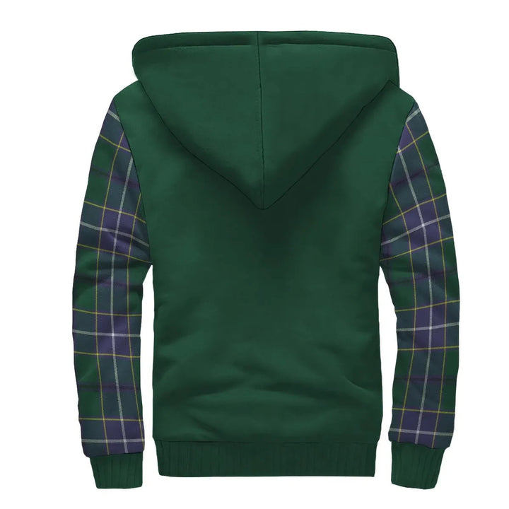 Scottish Wishart Clan Crest Tartan Plaid Sleeve Sherpa Hoodie