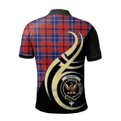 Scottish Wishart Dress Clan Crest Tartan Polo Shirt Believe in Me Back Side Tartan Plaid