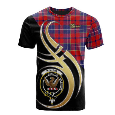 Scottish Wishart Dress Clan Crest Tartan T-Shirt Believe in Me Front Side Tartan Plaid