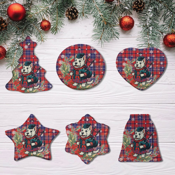 Scottish Wishart Dress Clan Tartan Ceramic Ornament Cute Scottish Terrier Dog All Style Tartan Plaid