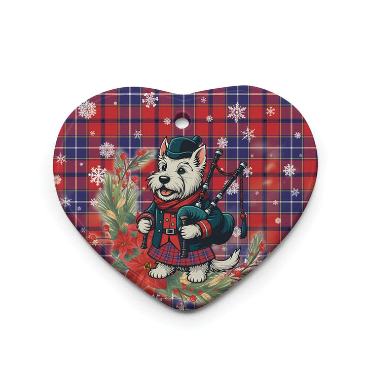 Scottish Wishart Dress Clan Tartan Ceramic Ornament Cute Scottish Terrier Dog Heart Style Tartan Plaid
