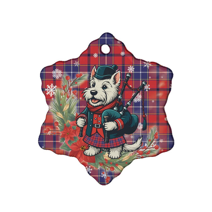 Scottish Wishart Dress Clan Tartan Ceramic Ornament Cute Scottish Terrier Dog Snow Flake Style Tartan Plaid
