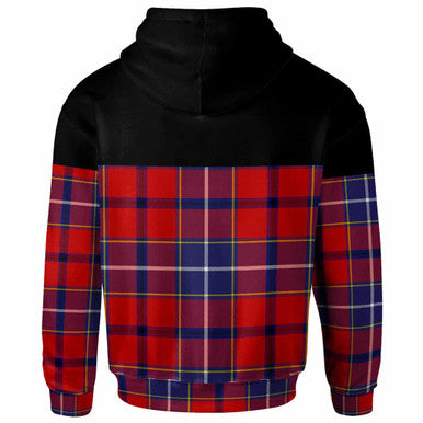 Scottish Wishart Dress Clan Tartan Hoodie - Horizontal Style Back Side Tartan Plaid