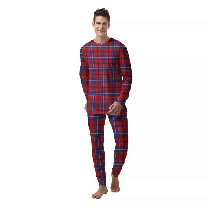 Scottish Wishart Dress Clan Tartan Pajama Set  Men Front Side Tartan Plaid