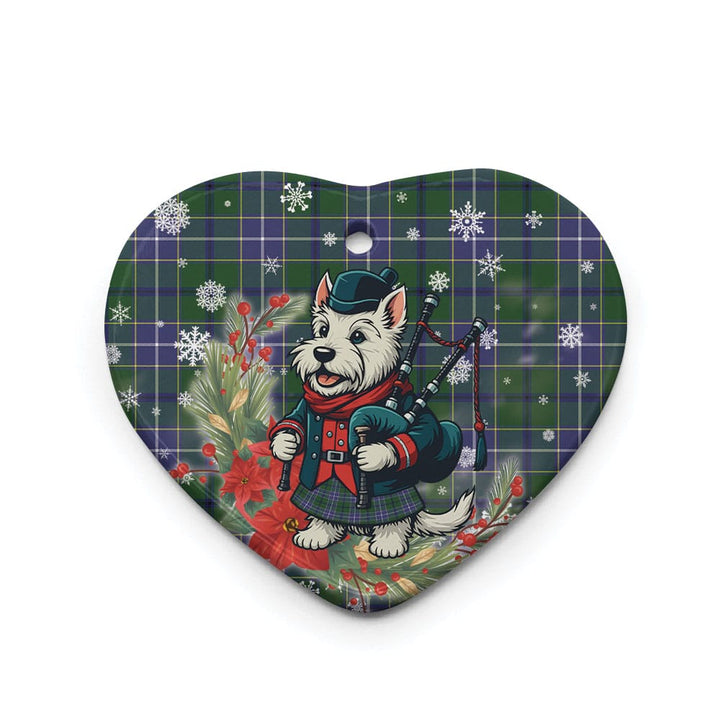 Scottish Wishart Hunting Modern Clan Tartan Ceramic Ornament Cute Scottish Terrier Dog Heart Style Tartan Plaid
