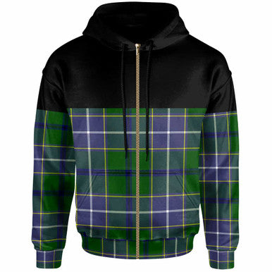 Scottish Wishart Hunting Modern Clan Tartan Hoodie - Horizontal Style Zip Tartan Plaid