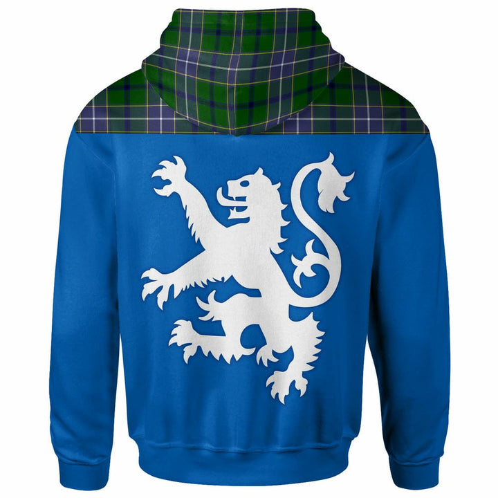 Scottish Wishart Hunting Modern Clan Tartan Hoodie - Lion Rampant of Scotland With Flag back Side Tartan Plaid