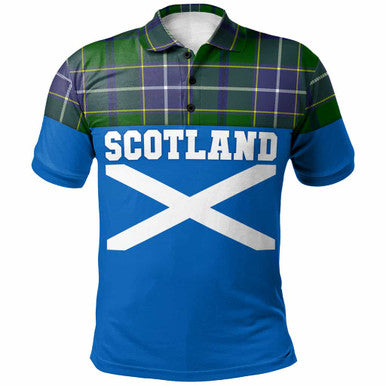 Scottish Wishart Hunting Modern Clan Tartan Polo Shirt - Lion Rampant of Scotland With Flag Front Side Tartan Plaid