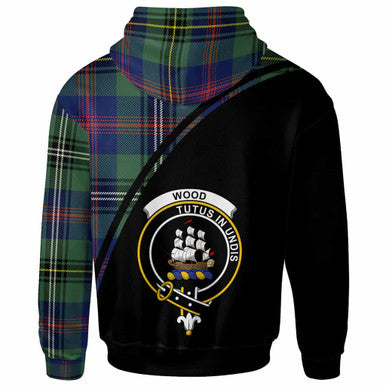 Scottish Wood Clan Crest Tartan Curve Hoodie Back Side Tartan Plaid
