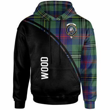 Scottish Wood Clan Crest Tartan Curve Hoodie Front Side Tartan Plaid