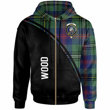 Scottish Wood Clan Crest Tartan Curve Hoodie Zip-up Tartan Plaid