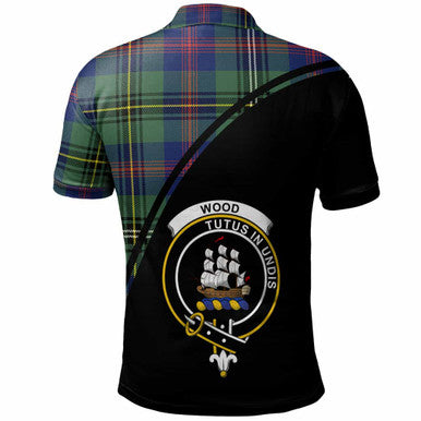 Scottish Wood Clan Crest Tartan Curve Polo Shirt Back Side Tartan Plaid