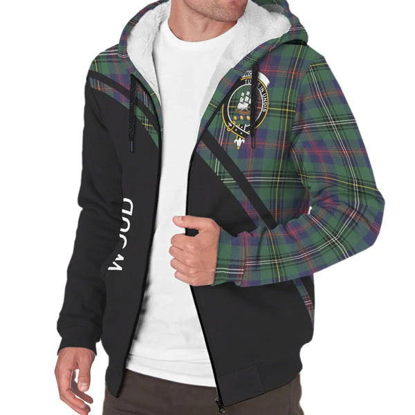 Scottish Wood Clan Crest Tartan Curve Sherpa Hoodie