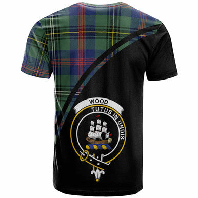 Scottish Wood Clan Crest Tartan Curve T-Shirt Back Side Tartan Plaid