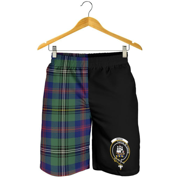 Scottish Wood Clan Crest Tartan Half of Me Men's Shorts