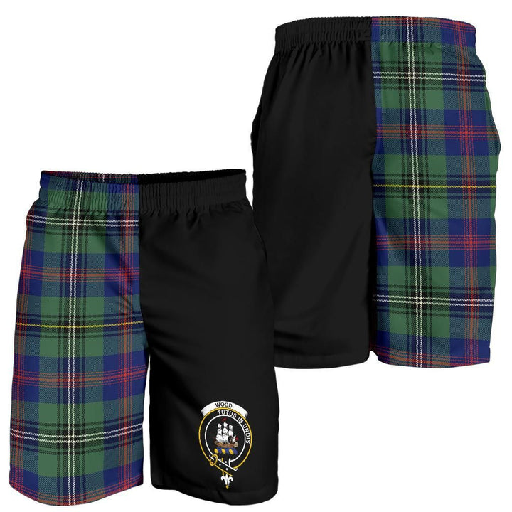 Scottish Wood Clan Crest Tartan Half of Me Men's Shorts