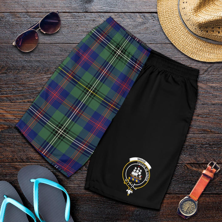 Scottish Wood Clan Crest Tartan Half of Me Men's Shorts