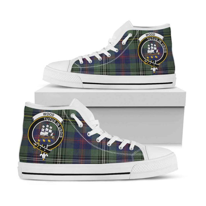 Scottish Wood Clan Crest Tartan High Top Shoes White Sole Tartan Plaid