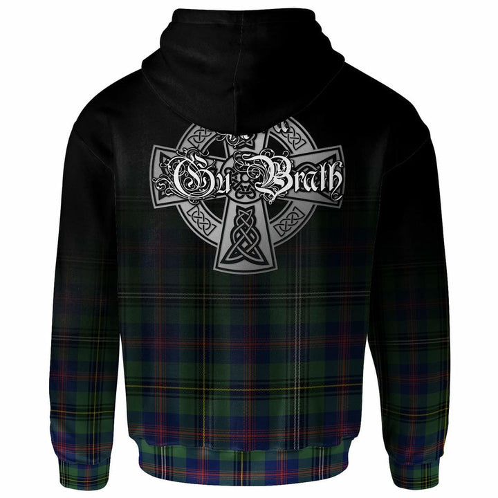 Scottish Wood Clan Crest Tartan Hoodie - Alba Gu Brath Family Crest Celtic Inspired Back Side Tartan Plaid