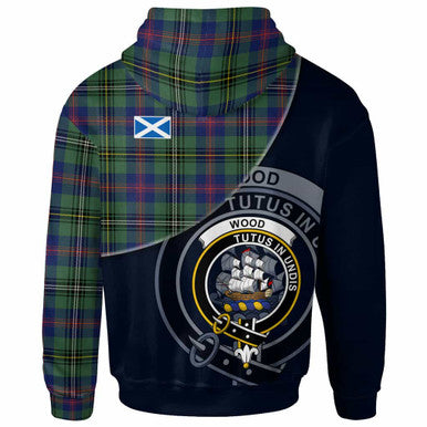 Scottish Wood Clan Crest Tartan Hoodie - Bend Style Back Side Tartan Plaid