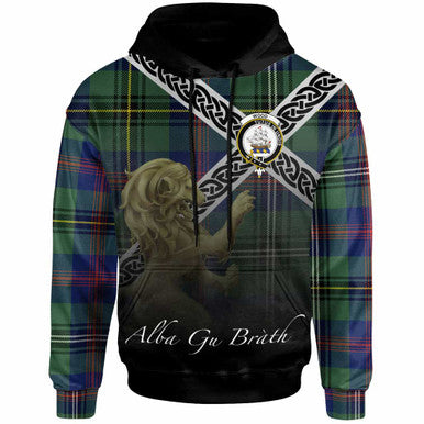 Scottish Wood Clan Crest Tartan Hoodie - Scotland Lion Front Side Tartan Plaid