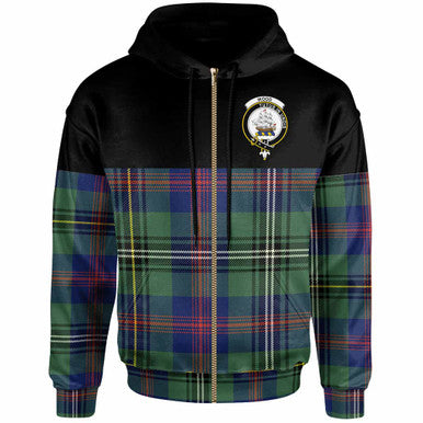 Scottish Wood Clan Crest Tartan Hoodie - Horizontal Style Zip-up Tartan Plaid