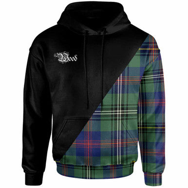 Scottish Wood Clan Crest Tartan Hoodie - Military Logo Front Side Tartan Plaid