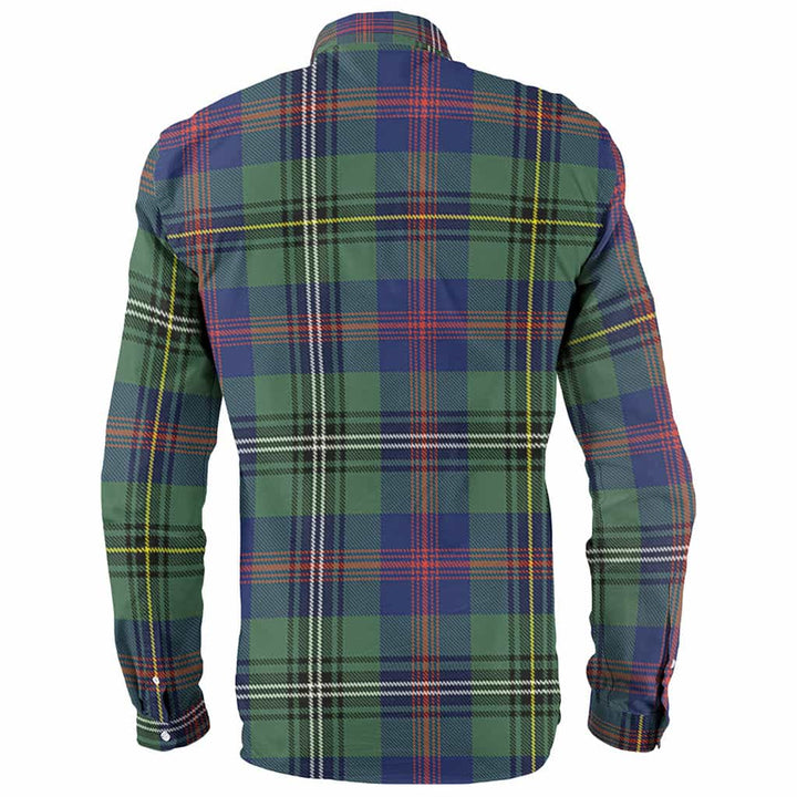 Scottish Wood Clan Crest Tartan Long Sleeve Shirt Back Side Tartan Plaid