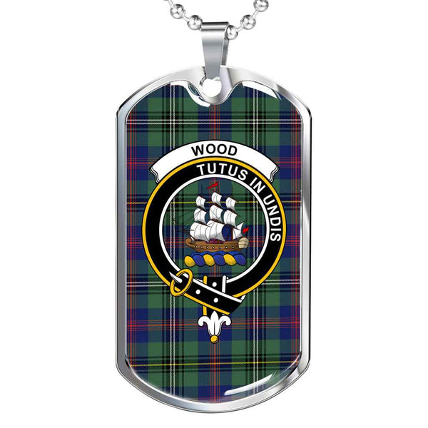 Scottish Wood Clan Crest Tartan Military Dog Tag Necklace Tartan Plaid 1