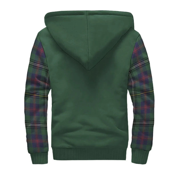 Scottish Wood Clan Crest Tartan Plaid Sleeve Sherpa Hoodie