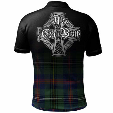Scottish Wood Clan Crest Tartan Polo Shirt - Alba Gu Brath Family Crest Celtic Inspired Back Side Tartan Plaid