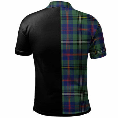Scottish Wood Clan Crest Tartan Polo Shirt - Half in Me Back Side Tartan Plaid
