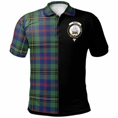 Scottish Wood Clan Crest Tartan Polo Shirt - Half in Me Front Side Tartan Plaid