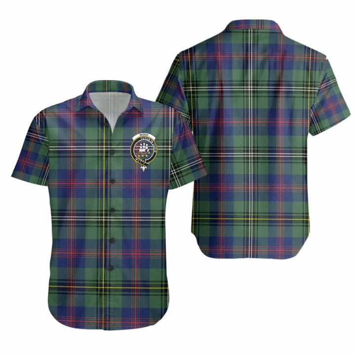 Scottish Wood Clan Crest Tartan Short Sleeve Shirt Tartan Plaid