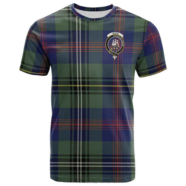 Scottish Wood Clan Crest Tartan T-Shirt Front Side Tartan Plaid