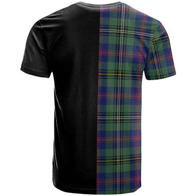 Scottish Wood Clan Crest Tartan T-Shirt Half in Me Back Side Tartan Plaid