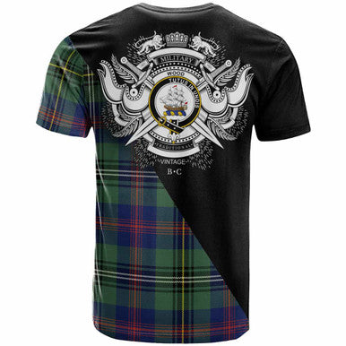 Scottish Wood Clan Crest Tartan T-Shirt - Military Logo Back Side Tartan Plaid