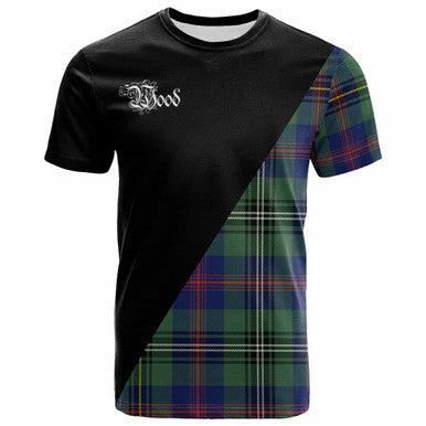 Scottish Wood Clan Crest Tartan T-Shirt - Military Logo Front Side Tartan Plaid