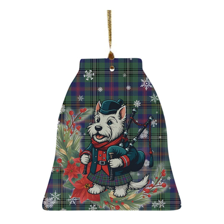 Scottish Wood Modern Clan Tartan Ceramic Ornament Cute Scottish Terrier Dog Bell Style Tartan Plaid