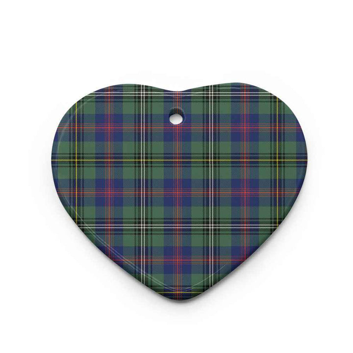 Scottish Wood Modern Clan Tartan Ceramic Ornament Heart Shape Tartan Plaid