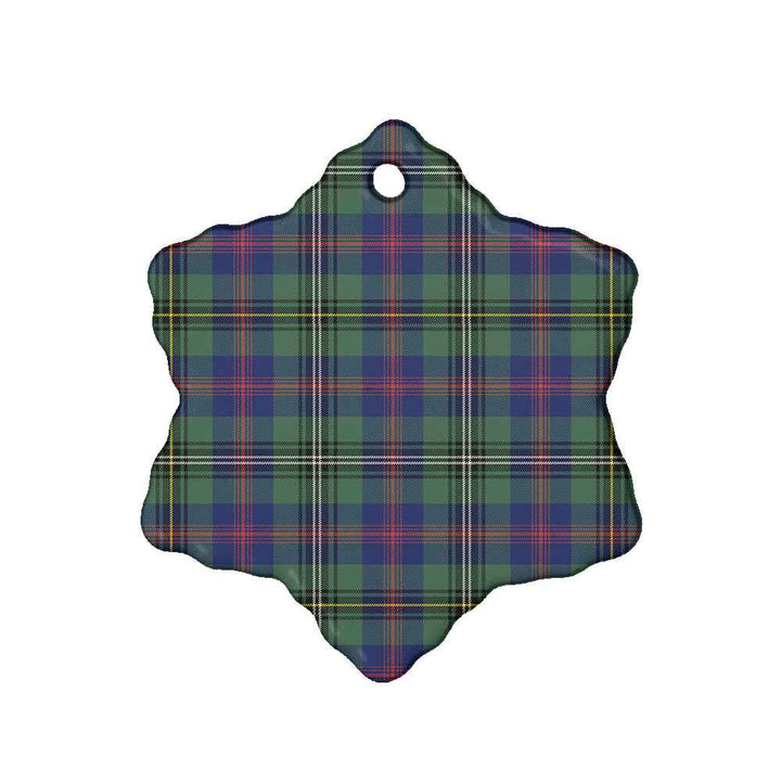 Scottish Wood Modern Clan Tartan Ceramic Ornament Snow Flake Shape Tartan Plaid