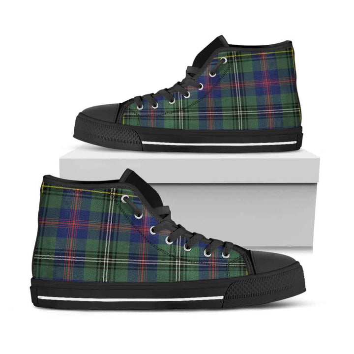 Scottish Wood Modern Clan Tartan High Top Shoes Black Sole Tartan Plaid