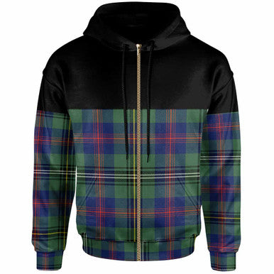 Scottish Wood Modern Clan Tartan Hoodie - Horizontal Style Zip Tartan Plaid