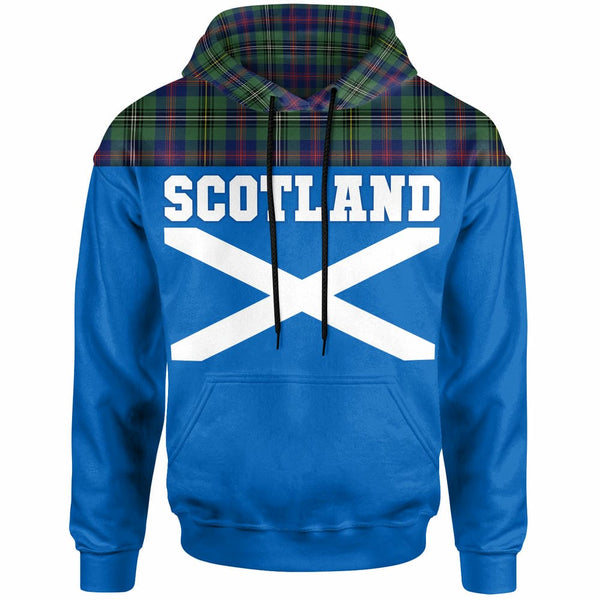 Scottish Wood Modern Clan Tartan Hoodie - Lion Rampant of Scotland With Flag Front Side Tartan Plaid