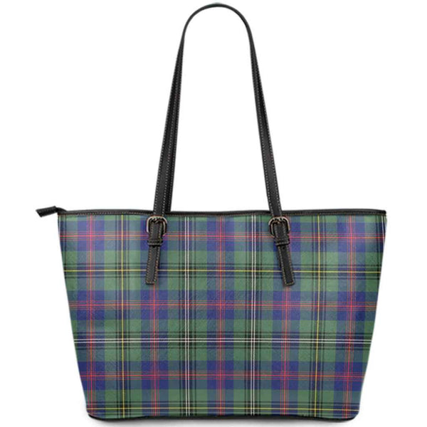 Scottish Wood Modern Clan Tartan Leather Tote Tartan Plaid