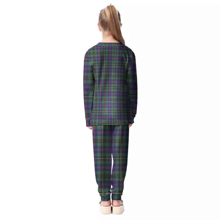 Scottish Wood Modern Clan Tartan Pajama Set Kid Back Side Tartan Plaid